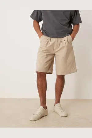 ASOS Long length denim cargo jorts with double pleats in -Green