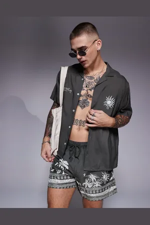 ASOS Boxy revere shirt with summer graphic in (part of a set)