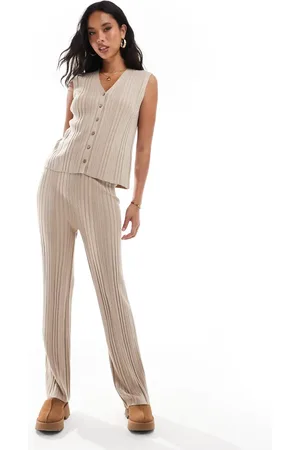 In The Style Knitted pants in light brown (part of a set)-Neutral