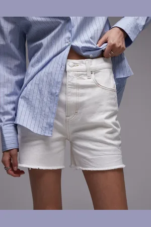 Tommy Hilfiger Mom denim shorts with raw edge in white wash