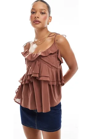 ASOS Ruffle cami top with tie straps in -Yellow