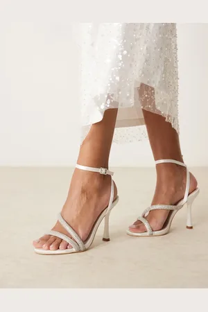 Be Mine Nadia heeled sandals with straps in satin ivory-White