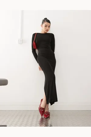 Princess Polly Double layered slinky boat neck long sleeve backless maxi dress in