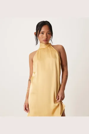 VILA Satin halter mini dress in