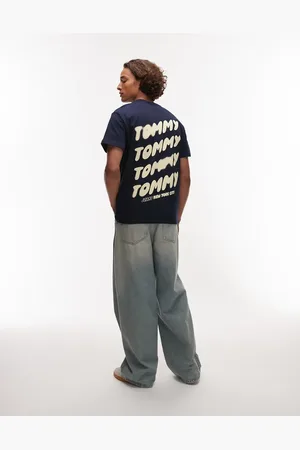 Tommy Hilfiger Bubble back print t-shirt in navy and yellow