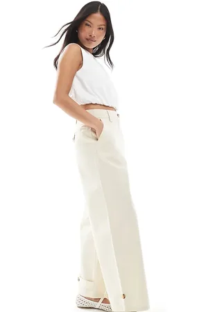 ASOS Petite laundered barrel pants with tab detail in -Multi