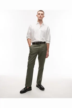 Topman Straight fit linen blend suit pants in -Blue