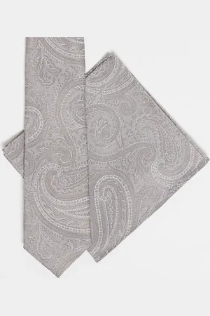 ASOS Paisley tie and pocket square in -Neutral