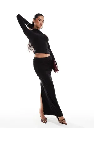 Kaiia Double layered slinky column maxi skirt in (part of a set)