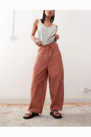 Lioness Tie waist barrel leg pants in