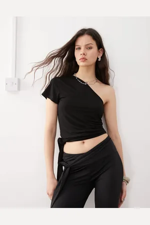 Lioness Double layered slinky one shoulder tie side top in (part of a set)