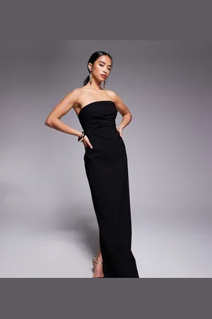 Vesper Bengaline drape waist bandeau maxi dress in