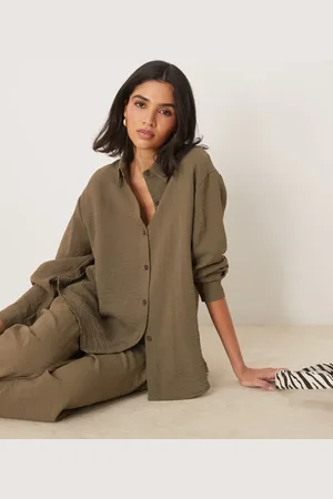 ASOS Long sleeve shirt with open back in (part of a set)-Green