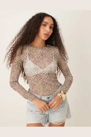 AWARE Fine layering jersey top in mono dot print-Neutral