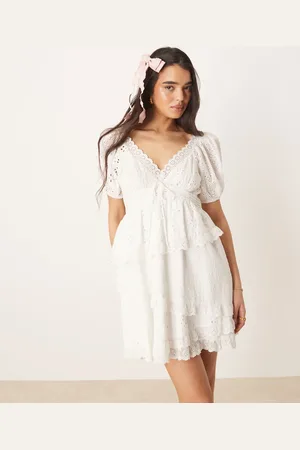 For Love & Lemons Rosalyn lace detail mini dress in