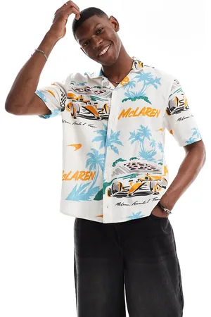 Hollister McLaren printed linen short sleeve shirt in