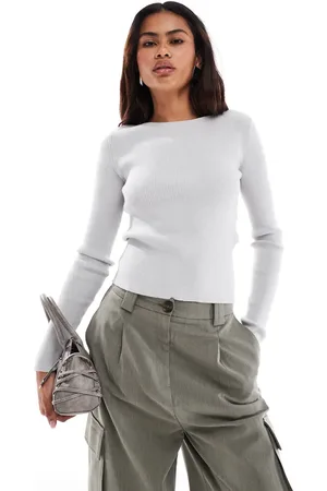 Something New Corpcore open lace up back ribbed top in grey