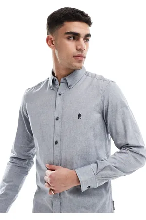 French Connection French Connection smart fitted long sleeve logo shirt in navy
