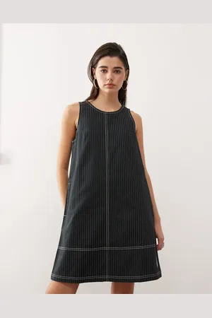 adidas Wabash dress in black and white pinstripe