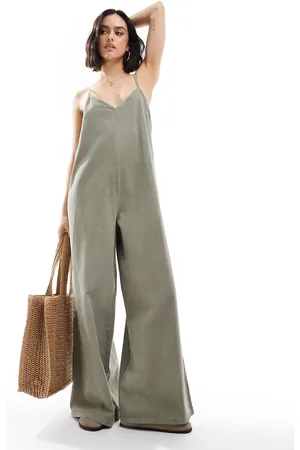 ASOS Soft denim jumpsuit in -Green