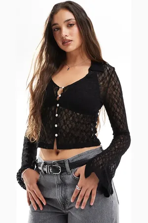 ONLY Flute sleeve lace shirt in