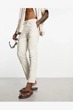 Only & Sons Linen mix cropped pants in beige-Neutral