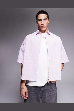 ASOS Boxy oversized shirt in pink and white stripe