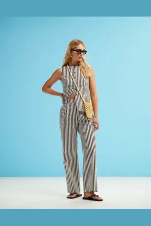 4th & Reckless Tailored straight leg pants in brown (part of a set)-Multi