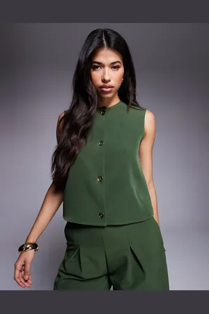 ASOS Button front sleeveless top in (part of a set)-Green