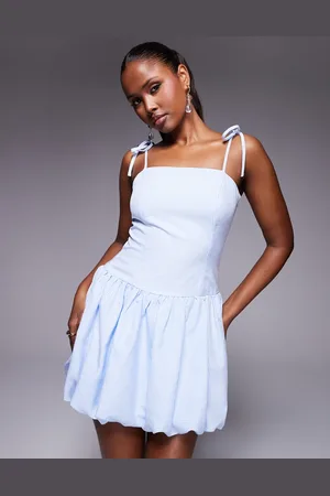Kaiia Exclusive tie shoulder puffball mini dress in -Multi