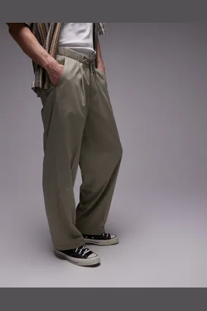 Topman Baggy leg trackies with elasticated tie waist in -Green