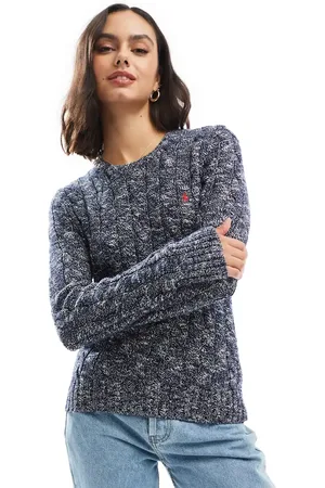 Ralph Lauren Julianna icon logo cotton cable knit jumper in navy