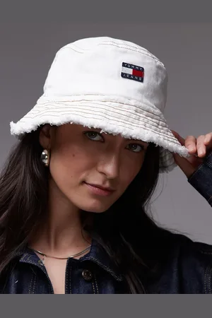 Tommy Hilfiger Frayed denim bucket hat in -White