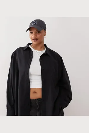 COLLUSION Plus linen look oversized shirt in