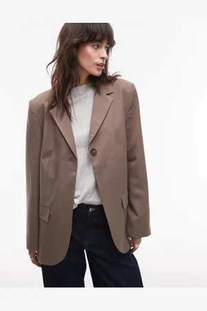 Topshop Single button tailored blazer in -Neutral
