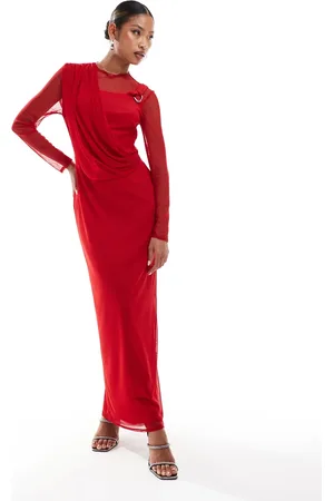 DASKA High neck drape maxi dress in