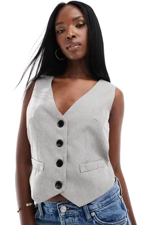 In The Style X Perrie Sian tailored waistcoat in (part of a set)-Neutral