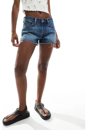 Monki Bite micro denim shorts in wash