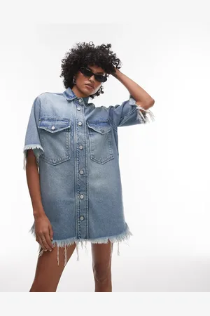AllSaints Faye short sleeve denim dress in -Blue