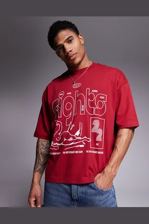 ASOS Boxy oversized t-shirt with abstract graphic in red