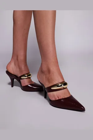 ASOS Payback high heeled mules in burgundy-Red