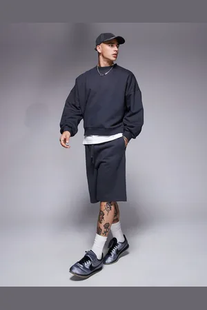 ASOS Premium heavyweight oversized shorts 400gsm in charcoal-Grey