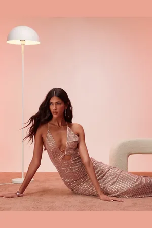 Ohpolly Akiko embellished cut-out maxi dress in -Neutral