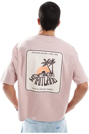 ASOS Boxy oversized t-shirt with palm tree graphic in dusty pink