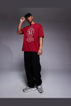 ASOS Oversized t-shirt with varsity graphic in red