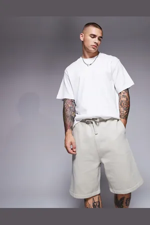 ASOS Premium heavyweight oversized shorts 400gsm in light beige-Neutral