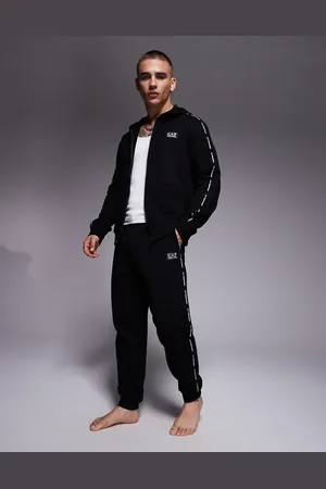 EA7 Armani cuffed trackies with logo tape detail in (part of a set)