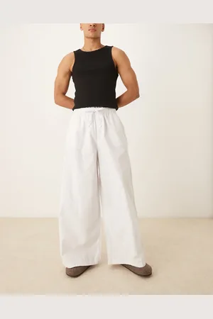 ASOS Super baggy linen blend pants in
