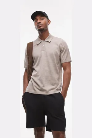 ARKET Merino wool knitted short sleeve polo shirt in -Neutral