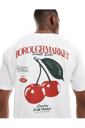 JACK & JONES Oversized t-shirt with borough market back print in white
